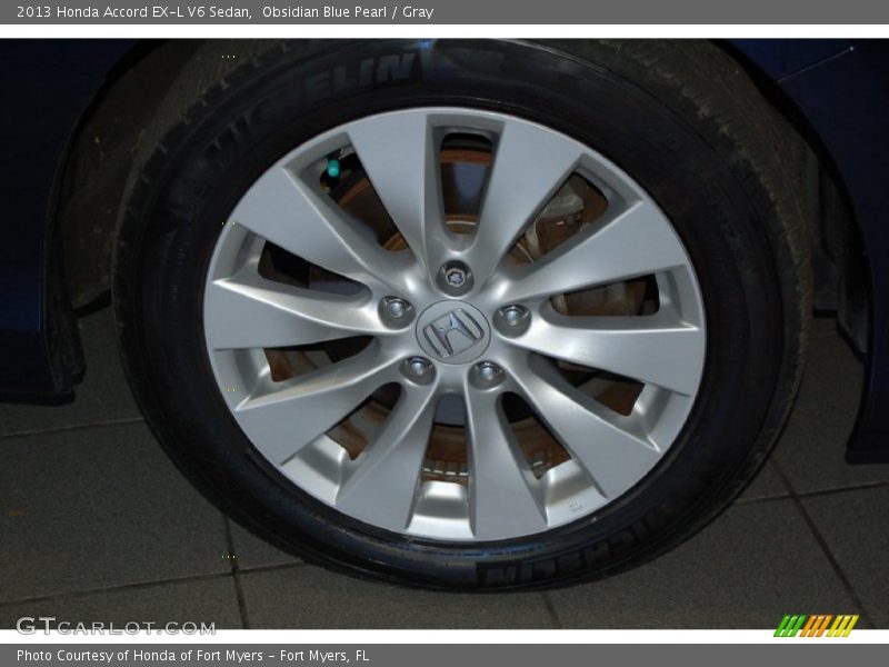 Obsidian Blue Pearl / Gray 2013 Honda Accord EX-L V6 Sedan