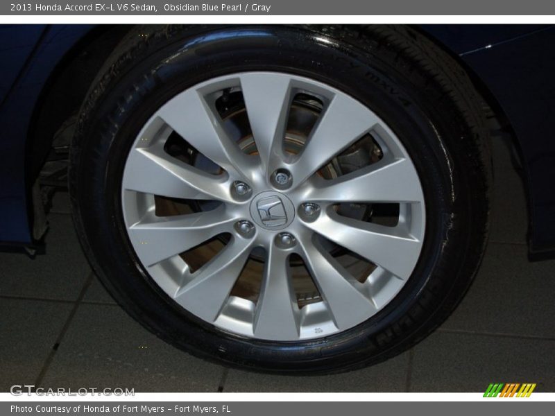 Obsidian Blue Pearl / Gray 2013 Honda Accord EX-L V6 Sedan