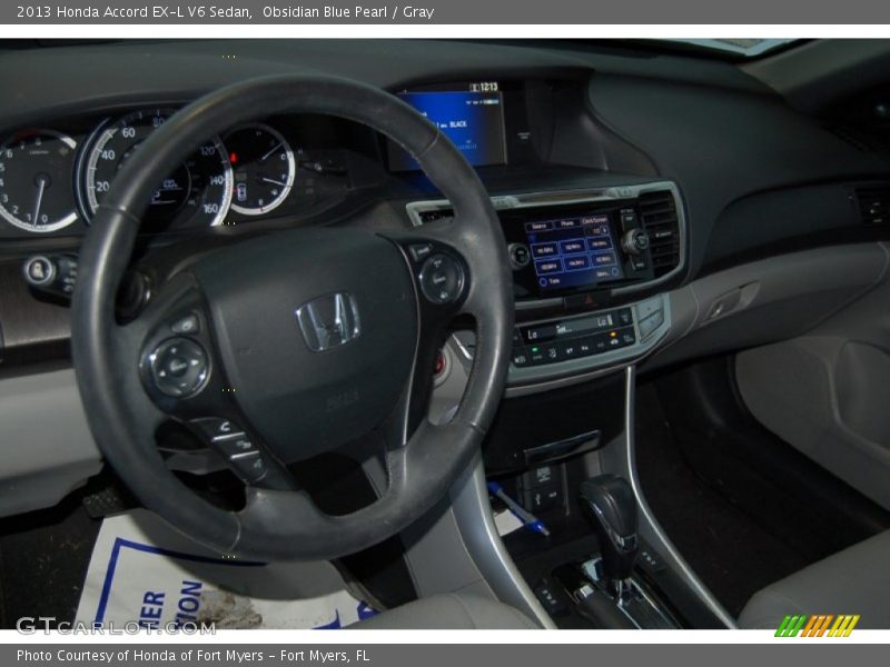 Obsidian Blue Pearl / Gray 2013 Honda Accord EX-L V6 Sedan