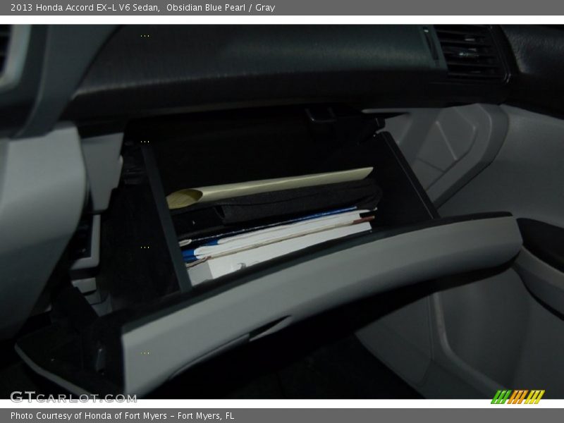 Obsidian Blue Pearl / Gray 2013 Honda Accord EX-L V6 Sedan