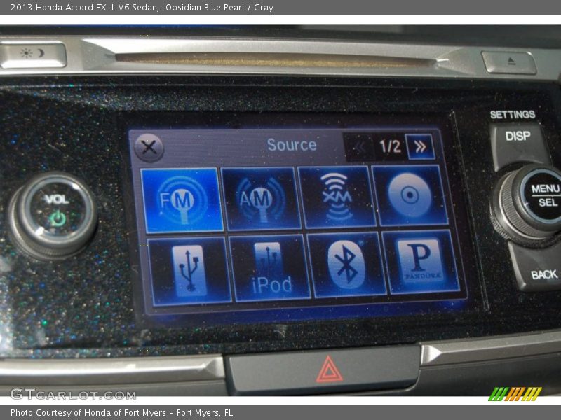 Obsidian Blue Pearl / Gray 2013 Honda Accord EX-L V6 Sedan