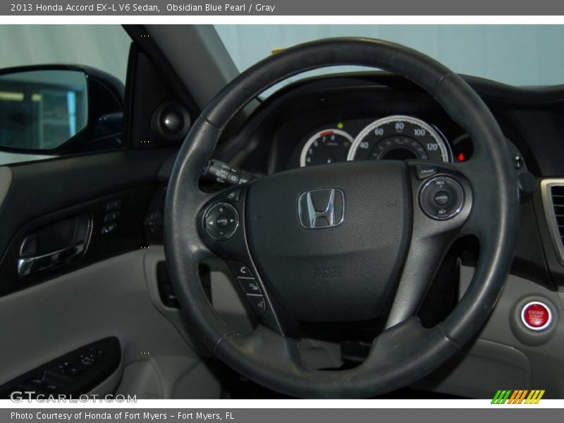 Obsidian Blue Pearl / Gray 2013 Honda Accord EX-L V6 Sedan