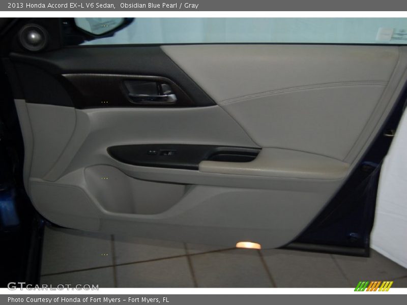 Obsidian Blue Pearl / Gray 2013 Honda Accord EX-L V6 Sedan