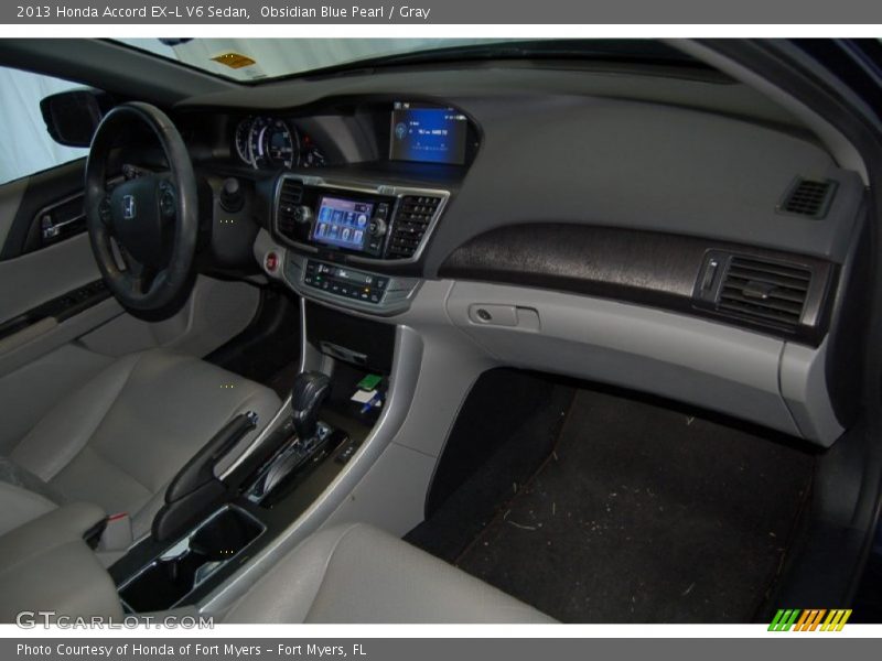 Obsidian Blue Pearl / Gray 2013 Honda Accord EX-L V6 Sedan