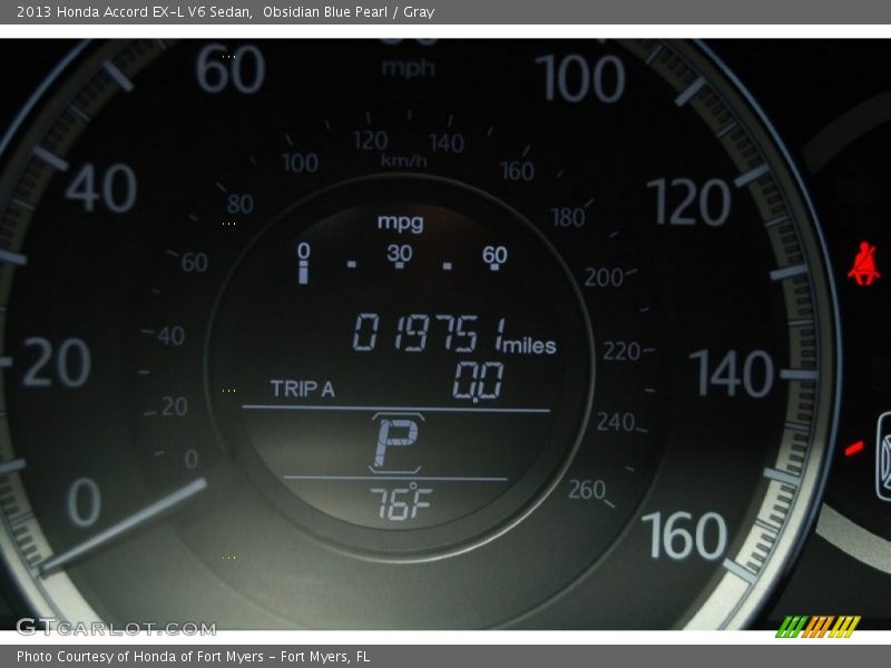 Obsidian Blue Pearl / Gray 2013 Honda Accord EX-L V6 Sedan