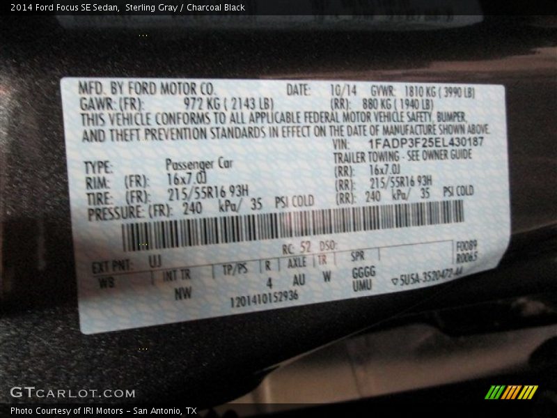 Sterling Gray / Charcoal Black 2014 Ford Focus SE Sedan