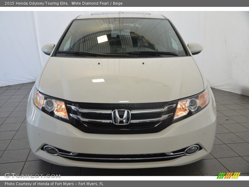 White Diamond Pearl / Beige 2015 Honda Odyssey Touring Elite