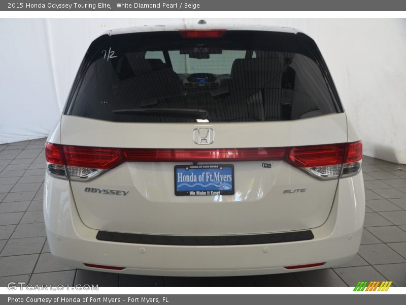 White Diamond Pearl / Beige 2015 Honda Odyssey Touring Elite