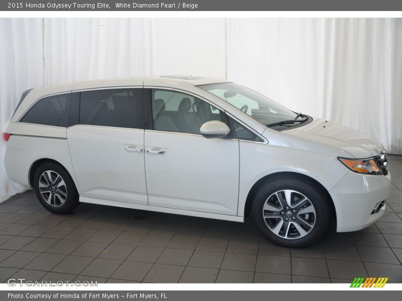 White Diamond Pearl / Beige 2015 Honda Odyssey Touring Elite