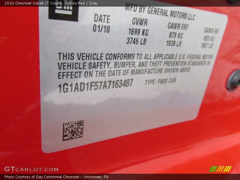 Victory Red / Gray 2010 Chevrolet Cobalt LT Coupe