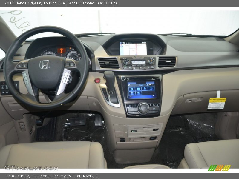 White Diamond Pearl / Beige 2015 Honda Odyssey Touring Elite