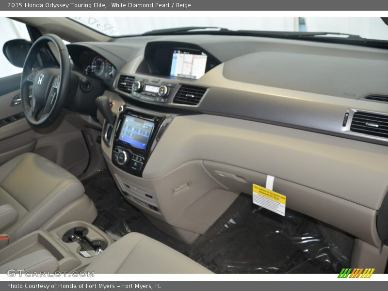 White Diamond Pearl / Beige 2015 Honda Odyssey Touring Elite