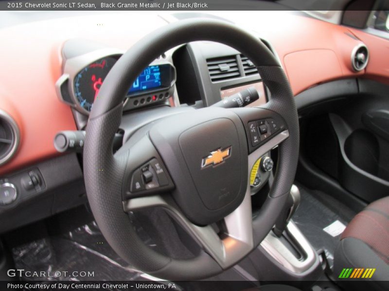 Black Granite Metallic / Jet Black/Brick 2015 Chevrolet Sonic LT Sedan