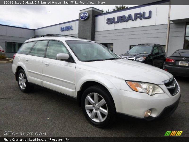 Satin White Pearl / Warm Ivory 2008 Subaru Outback 2.5i Limited Wagon