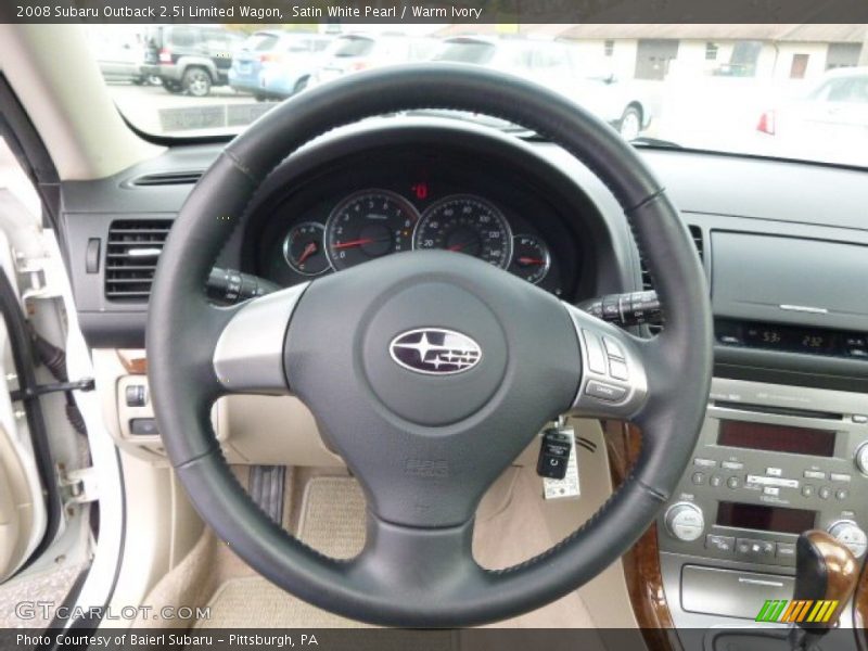 Satin White Pearl / Warm Ivory 2008 Subaru Outback 2.5i Limited Wagon