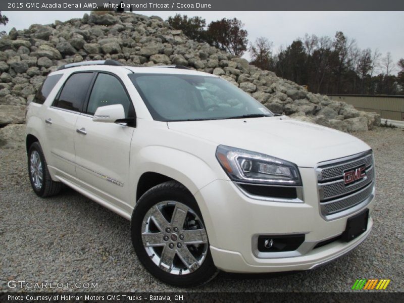 White Diamond Tricoat / Cocoa Dune 2015 GMC Acadia Denali AWD
