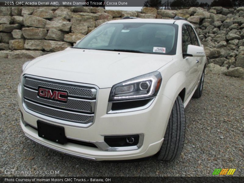 White Diamond Tricoat / Cocoa Dune 2015 GMC Acadia Denali AWD