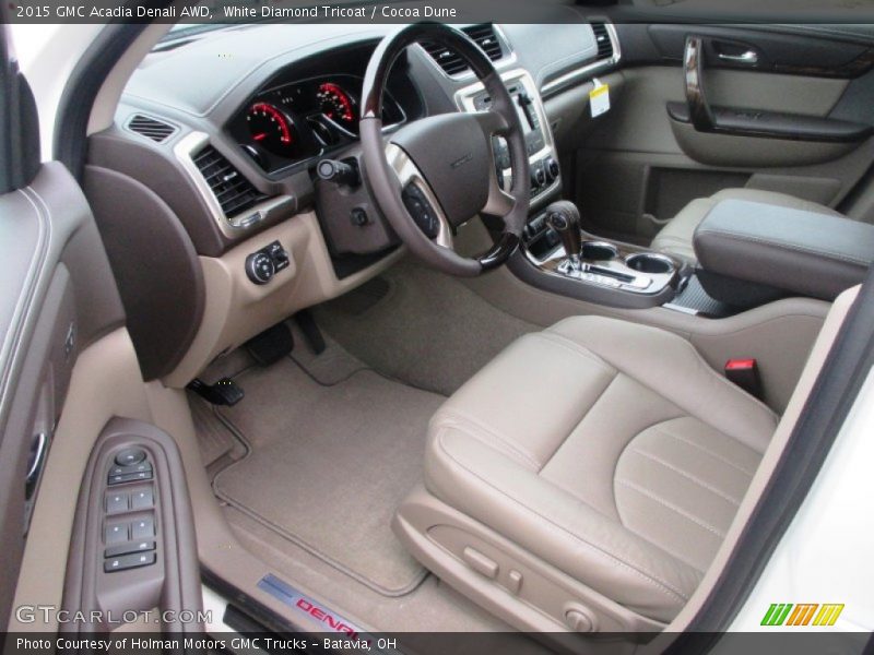 White Diamond Tricoat / Cocoa Dune 2015 GMC Acadia Denali AWD