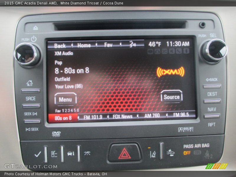 White Diamond Tricoat / Cocoa Dune 2015 GMC Acadia Denali AWD