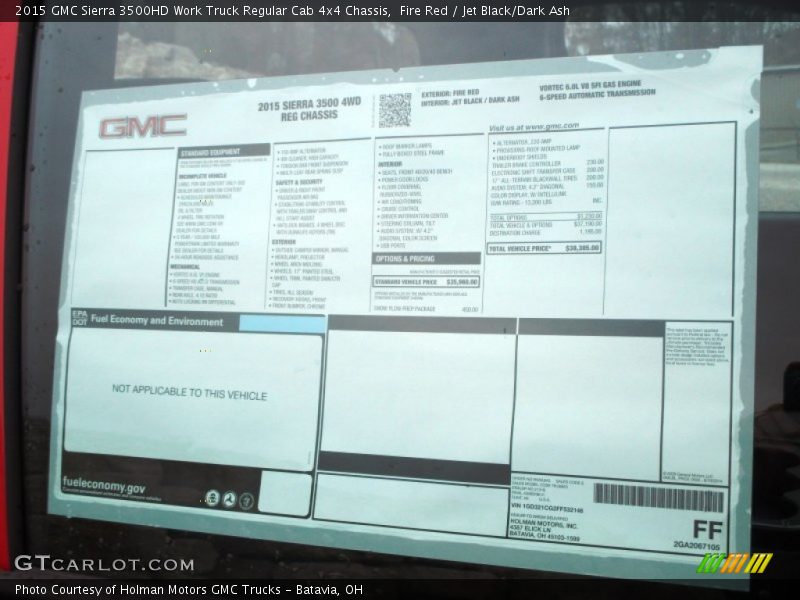 Fire Red / Jet Black/Dark Ash 2015 GMC Sierra 3500HD Work Truck Regular Cab 4x4 Chassis