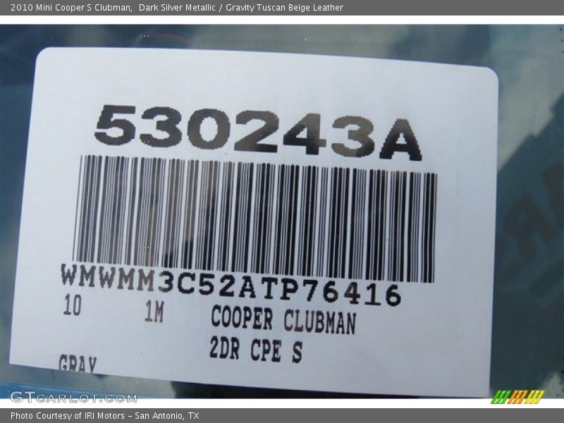 Dark Silver Metallic / Gravity Tuscan Beige Leather 2010 Mini Cooper S Clubman