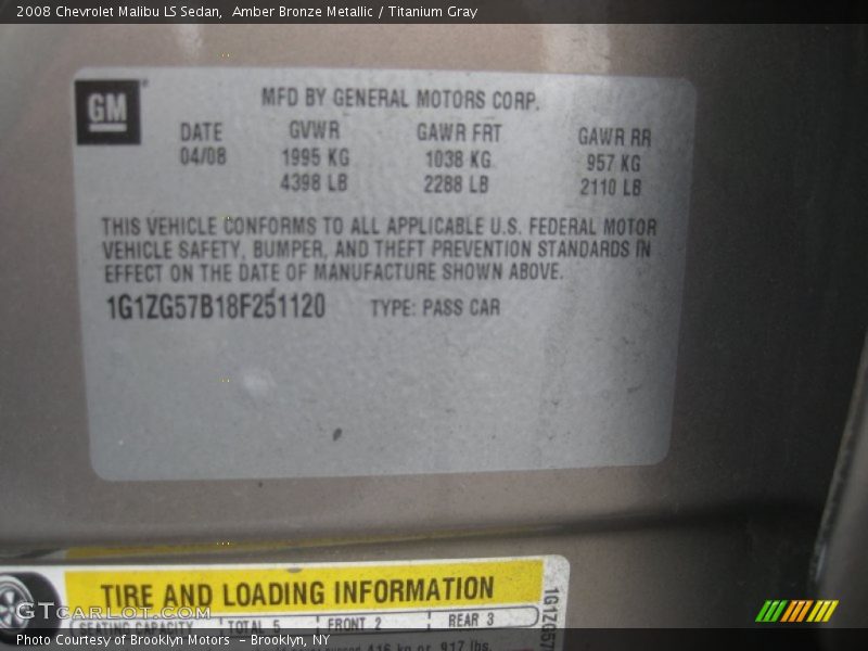 Amber Bronze Metallic / Titanium Gray 2008 Chevrolet Malibu LS Sedan