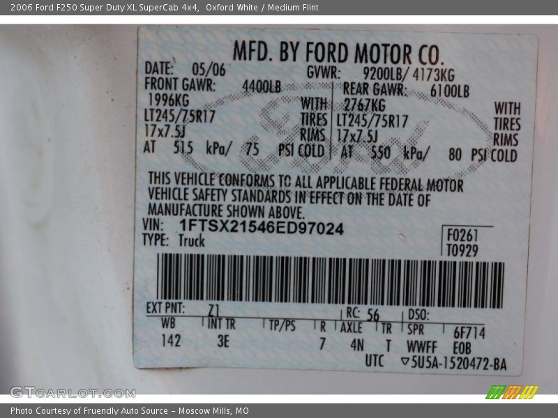 Oxford White / Medium Flint 2006 Ford F250 Super Duty XL SuperCab 4x4