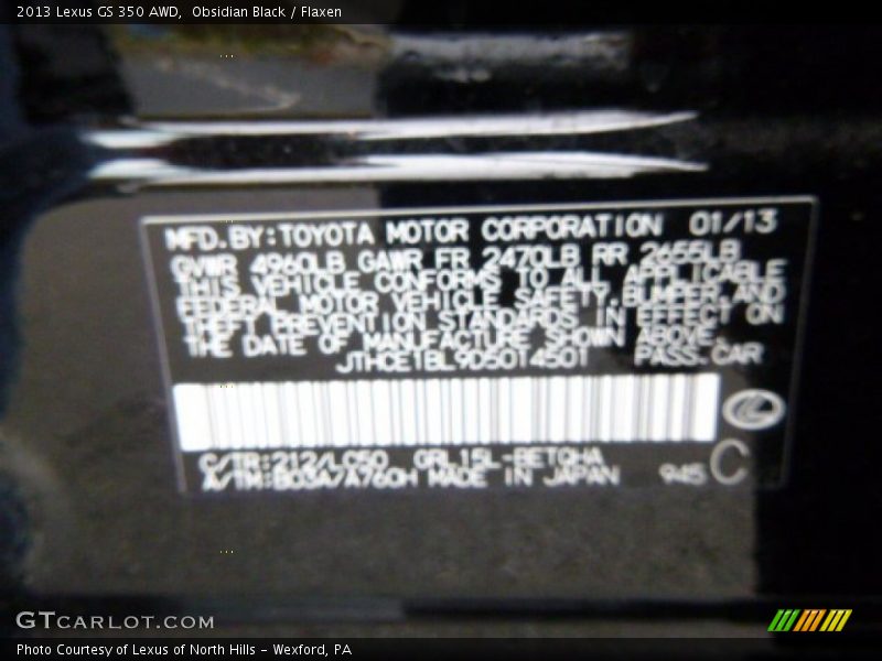 Obsidian Black / Flaxen 2013 Lexus GS 350 AWD