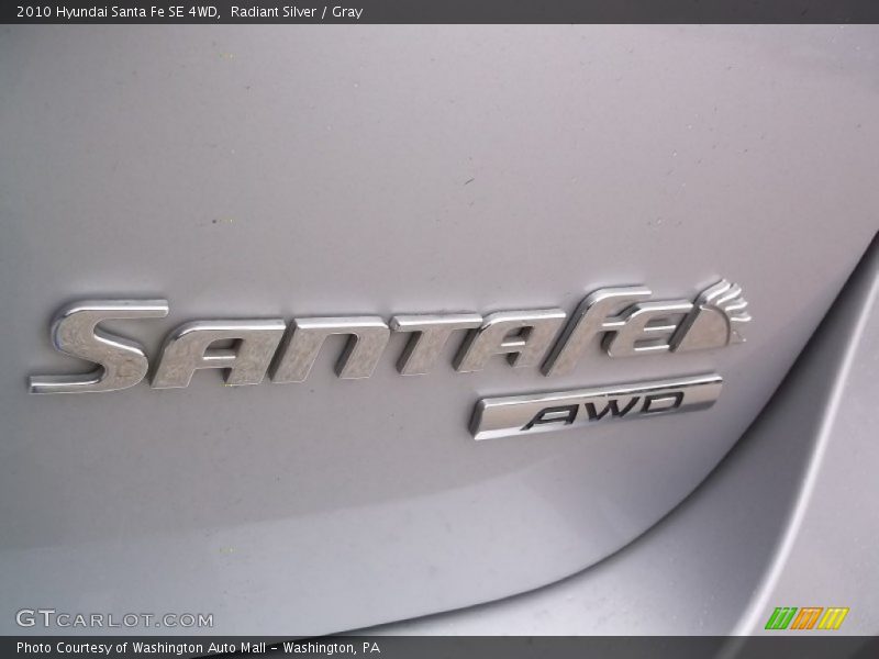 Radiant Silver / Gray 2010 Hyundai Santa Fe SE 4WD