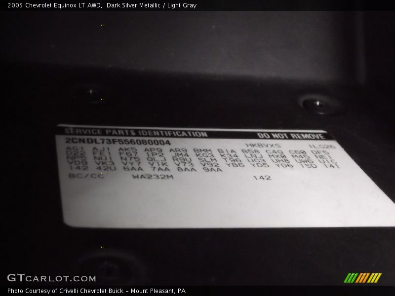 Dark Silver Metallic / Light Gray 2005 Chevrolet Equinox LT AWD