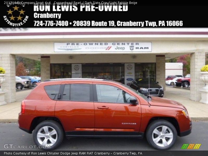 Copperhead Pearl / Dark Slate Gray/Light Pebble Beige 2012 Jeep Compass Sport 4x4
