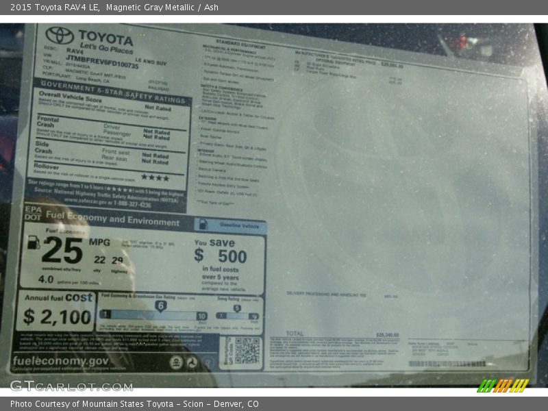 Magnetic Gray Metallic / Ash 2015 Toyota RAV4 LE
