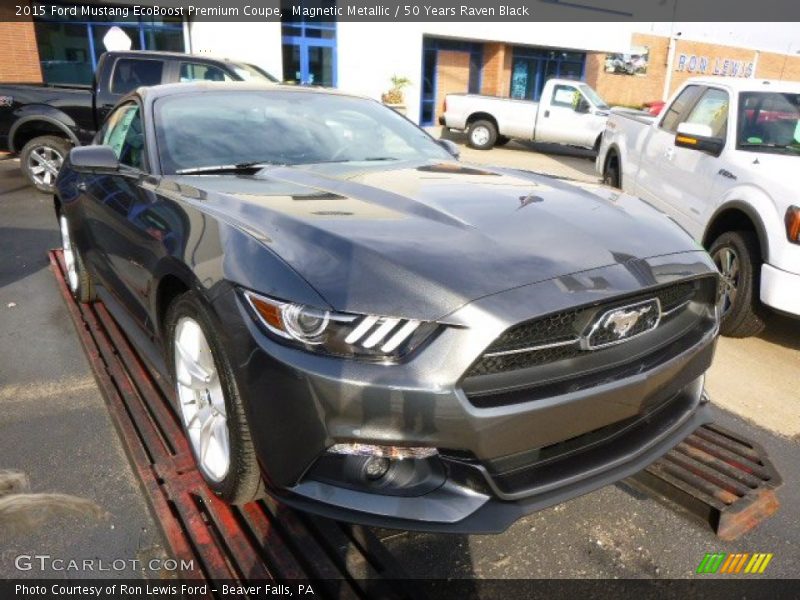 Magnetic Metallic / 50 Years Raven Black 2015 Ford Mustang EcoBoost Premium Coupe