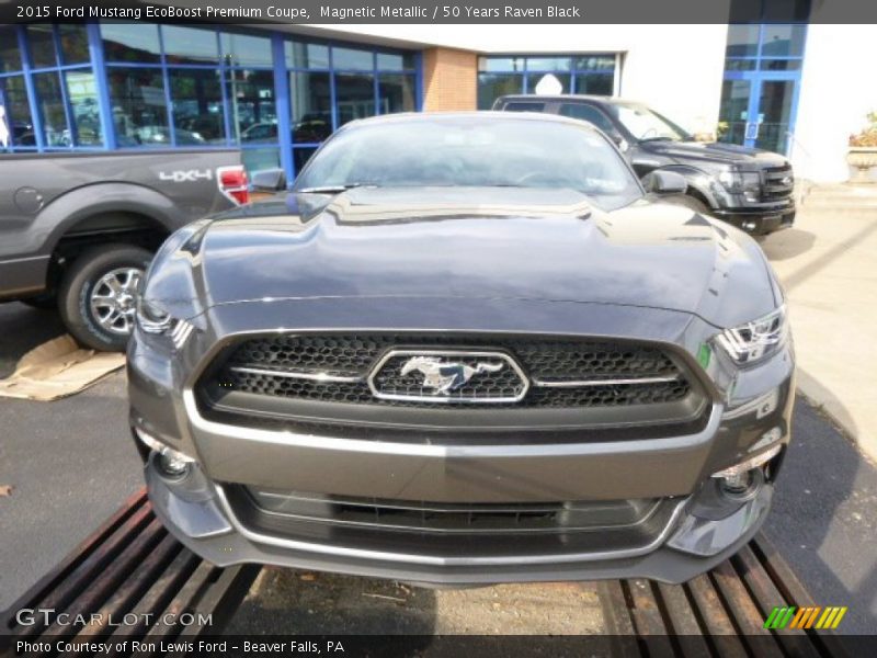 Magnetic Metallic / 50 Years Raven Black 2015 Ford Mustang EcoBoost Premium Coupe