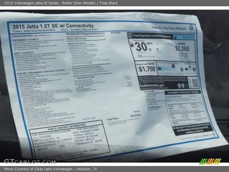 Reflex Silver Metallic / Titan Black 2015 Volkswagen Jetta SE Sedan