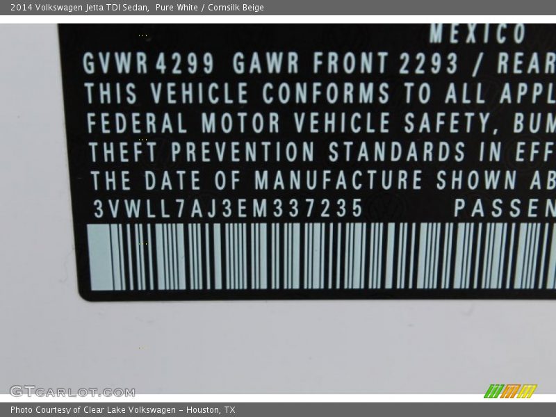 Pure White / Cornsilk Beige 2014 Volkswagen Jetta TDI Sedan