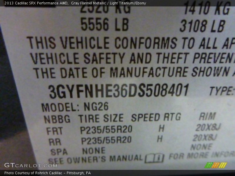 Gray Flannel Metallic / Light Titanium/Ebony 2013 Cadillac SRX Performance AWD