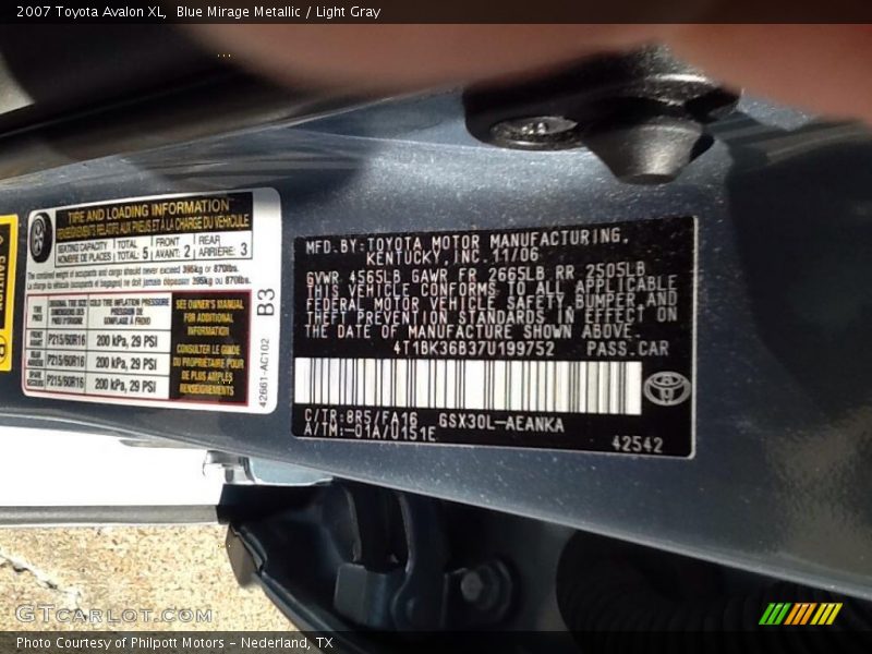 Blue Mirage Metallic / Light Gray 2007 Toyota Avalon XL