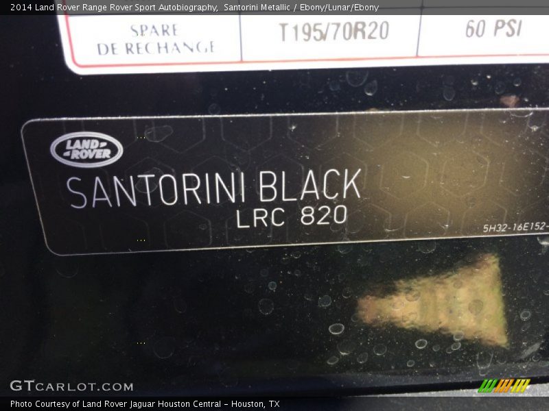 2014 Range Rover Sport Autobiography Santorini Metallic Color Code 820