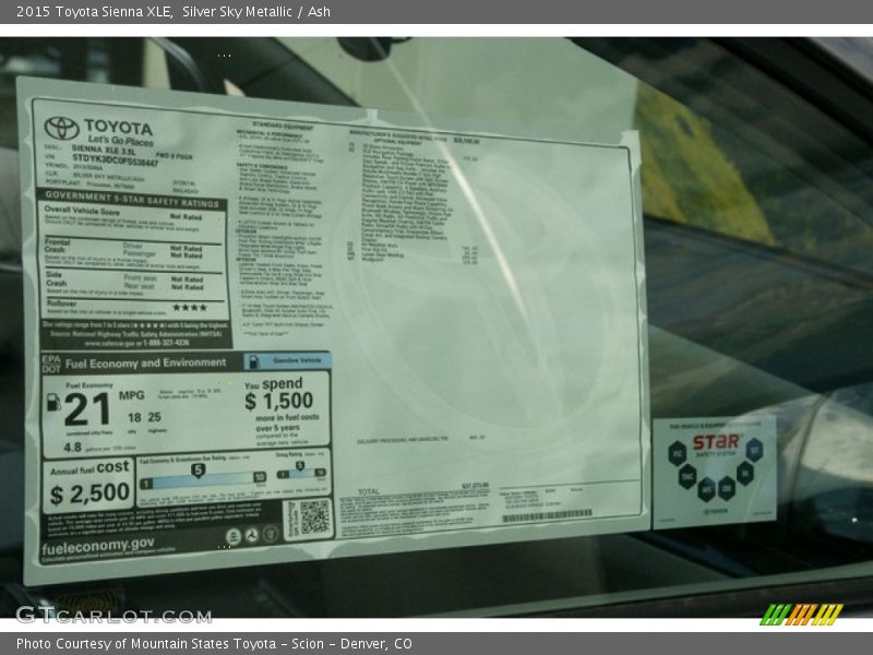 Silver Sky Metallic / Ash 2015 Toyota Sienna XLE