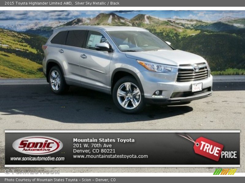 Silver Sky Metallic / Black 2015 Toyota Highlander Limited AWD