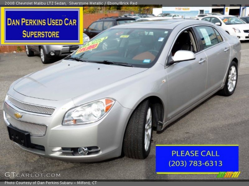 Silverstone Metallic / Ebony/Brick Red 2008 Chevrolet Malibu LTZ Sedan