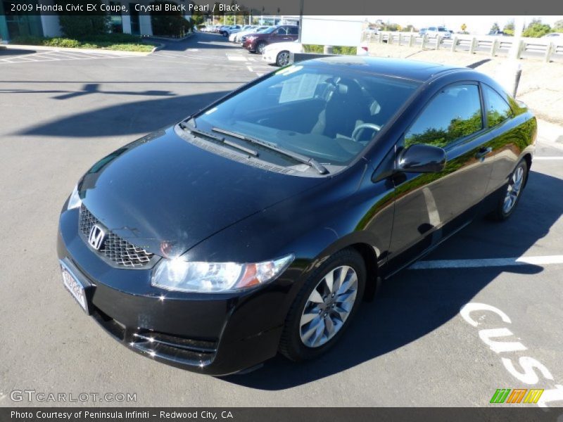 Crystal Black Pearl / Black 2009 Honda Civic EX Coupe