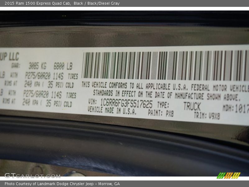Black / Black/Diesel Gray 2015 Ram 1500 Express Quad Cab