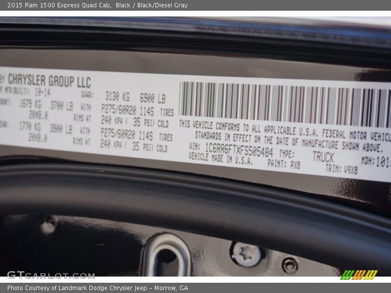 Black / Black/Diesel Gray 2015 Ram 1500 Express Quad Cab