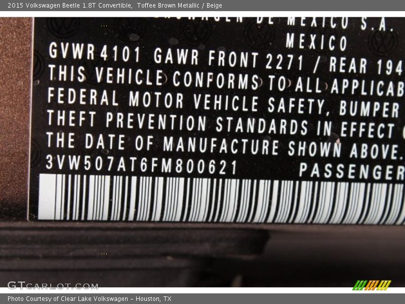 Toffee Brown Metallic / Beige 2015 Volkswagen Beetle 1.8T Convertible