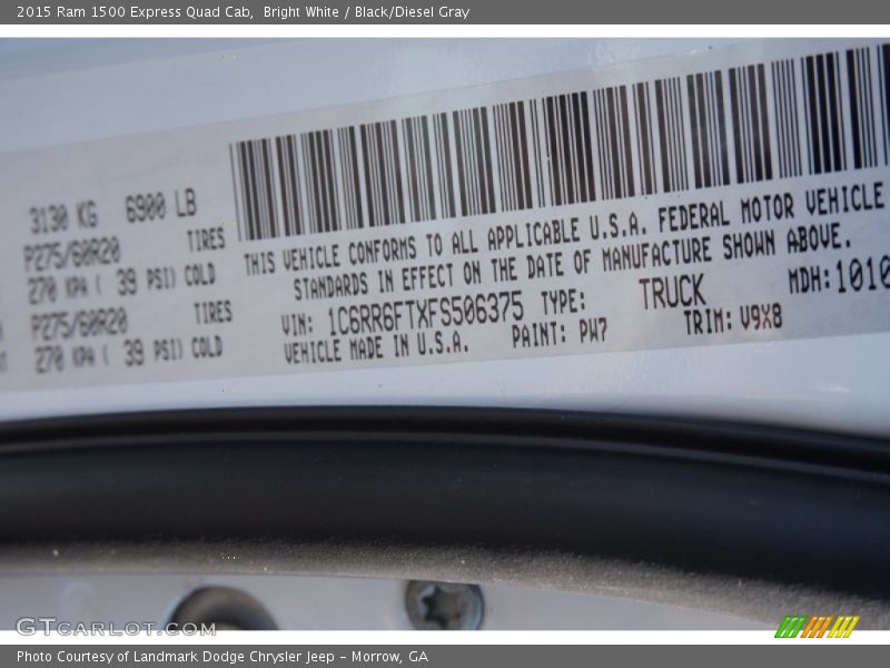 2015 1500 Express Quad Cab Bright White Color Code PW7