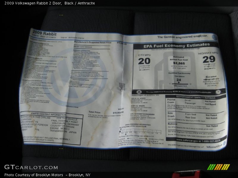 Black / Anthracite 2009 Volkswagen Rabbit 2 Door