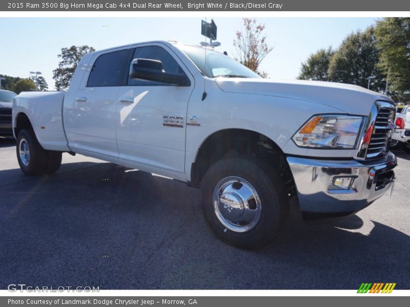 Bright White / Black/Diesel Gray 2015 Ram 3500 Big Horn Mega Cab 4x4 Dual Rear Wheel