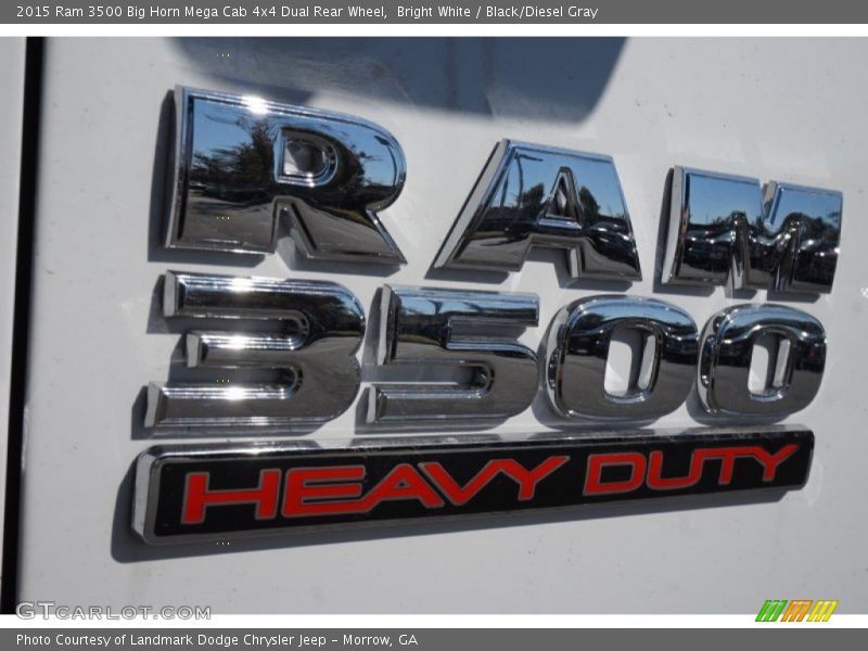 Bright White / Black/Diesel Gray 2015 Ram 3500 Big Horn Mega Cab 4x4 Dual Rear Wheel